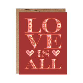 Love is All A2 Greeting Card in Red