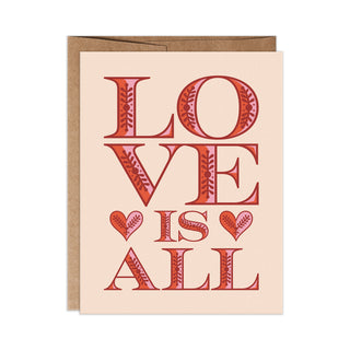 Love is All A2 Greeting Card in Beige