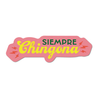 Siempre Chingona Vinyl Die Cut Matte Sticker in Coral